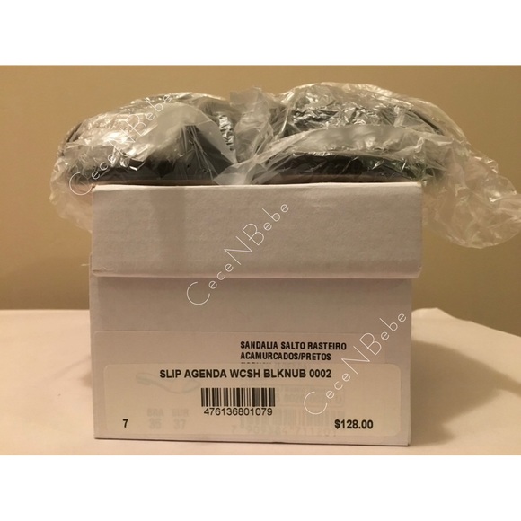 ❤️EU 37 - Block Heel Leather Nubuck Slide Mule AGENDA Sandals - Black - BNIB - Picture 9 of 9